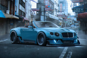 Bentley, bleu, par Khyzyl Saleem, Continental, futur, Position, réglage