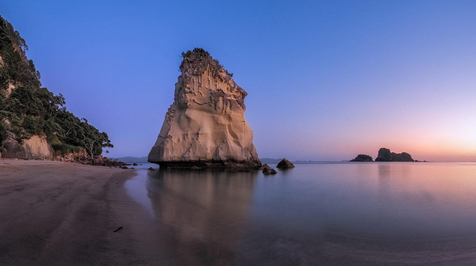 der Himmel, Sonnenuntergang, Ufer, Meer, Felsen, Tide