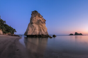 rock, meri, ranta, auringonlasku, taivas, Vuorovesi