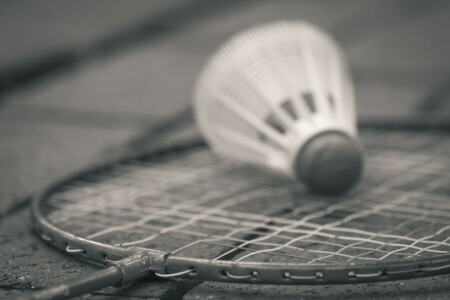 Badminton, monochrome, sports