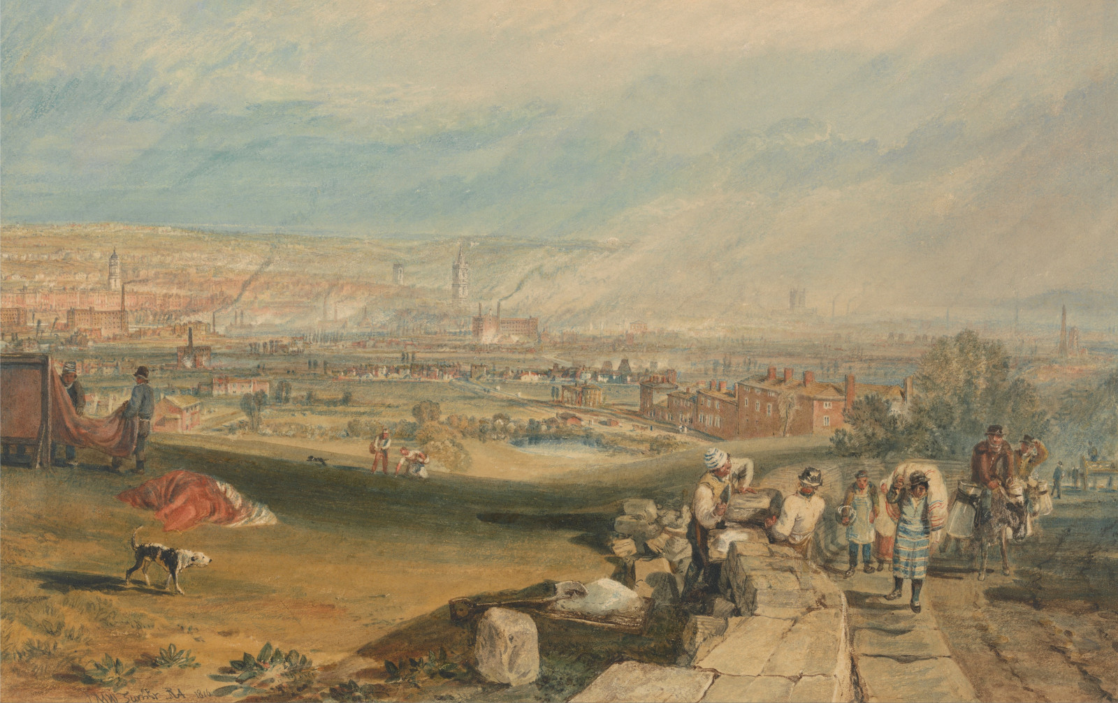 the city, landscape, picture, panorama, people, Leeds, William Turner