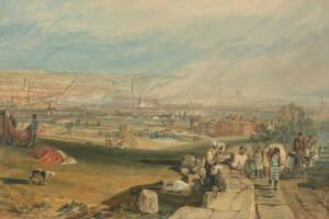 paisaje, Leeds, panorama, personas, imagen, la ciudad, William Turner