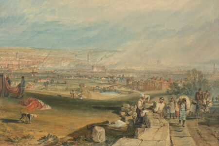 paysage, Leeds, panorama, gens, image, la ville, William Turner