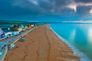 spiaggia, treccia, Inghilterra, casa, mare, South Devon, il cielo, Torcross