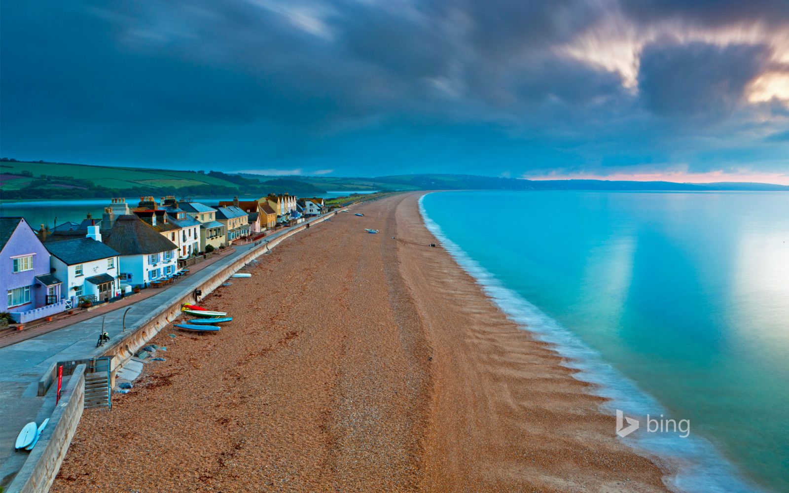 el cielo, playa, mar, arboles, hogar, Inglaterra, trenza, Torcross