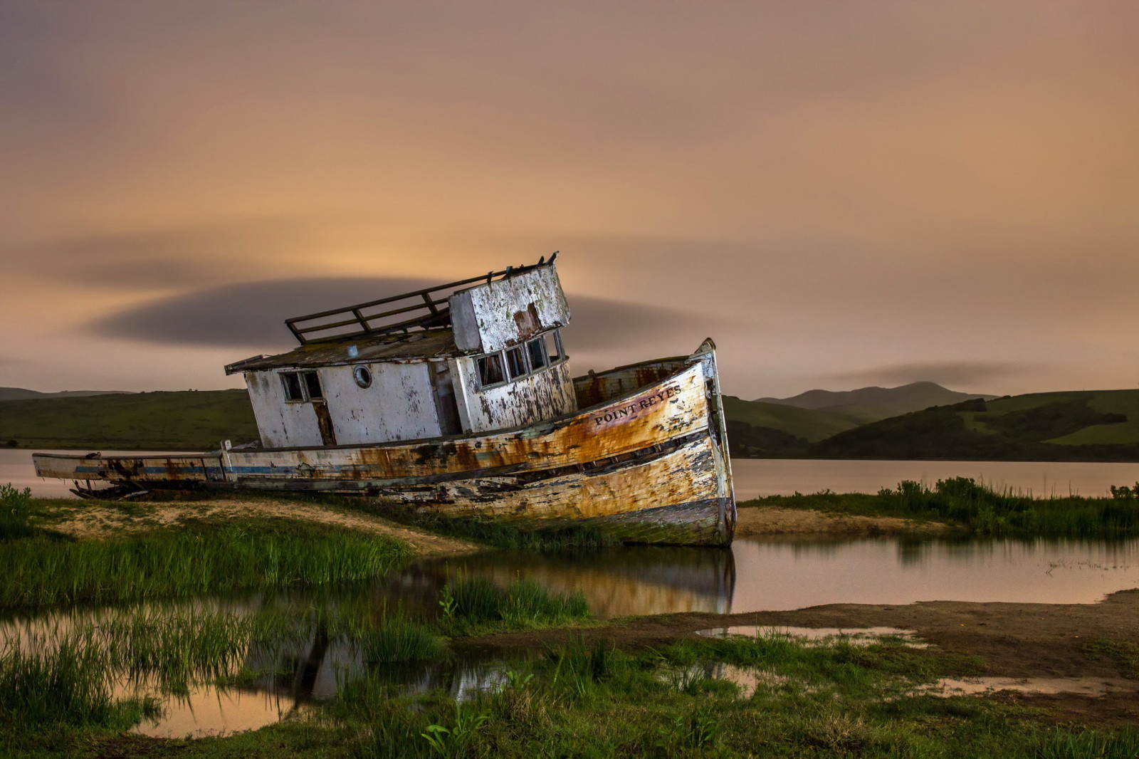 rivier-, landschap, schip