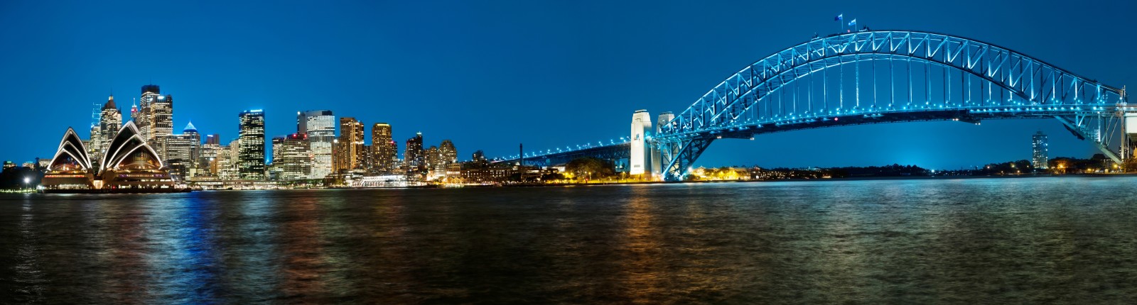 Záliv, noční město, Most, panoráma, Austrálie, Sydney, Přístavní most, Sydney Harbour