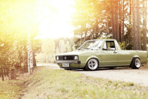 Caddie, Beleuchtung, Straße, Seite, die Landschaft, Die Sonne, Volkswagen, Rad