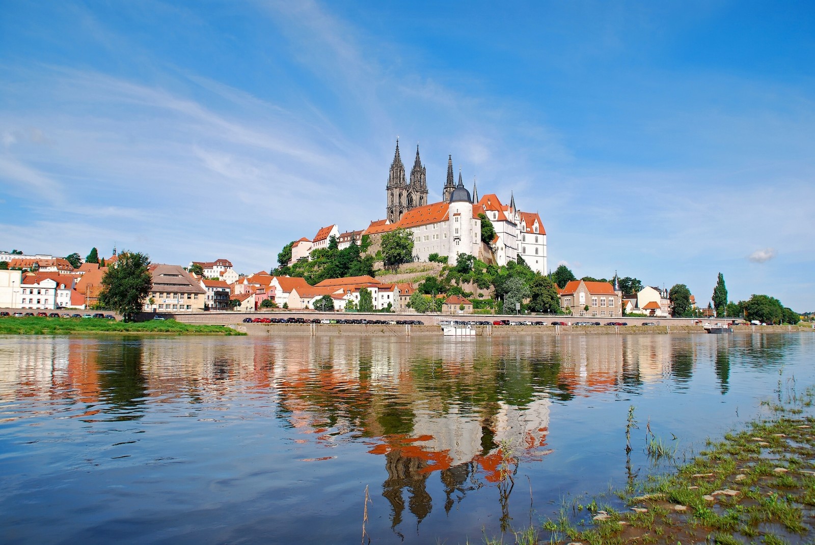 rivier-, reflectie, vesting, huis, Duitsland, kasteel, Elbe Rivier, De rivier de Elbe