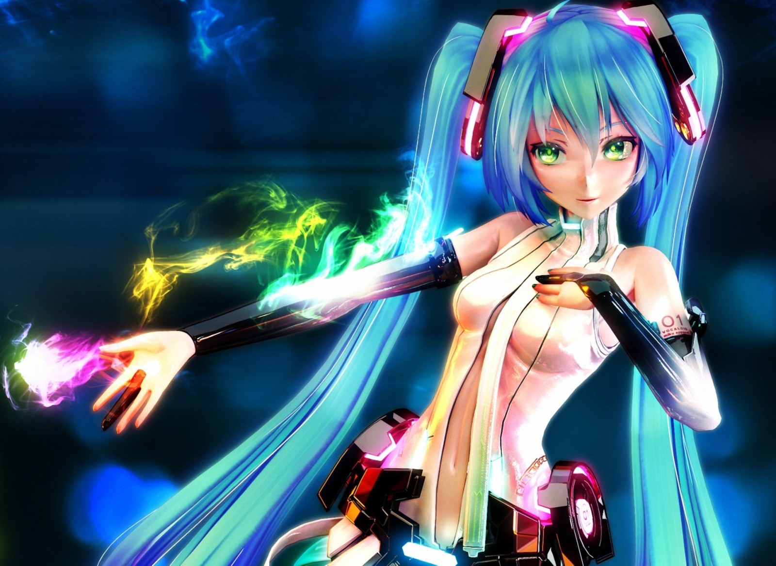 hånd, pike, energi, vocaloid, Miku Hatsune, Append