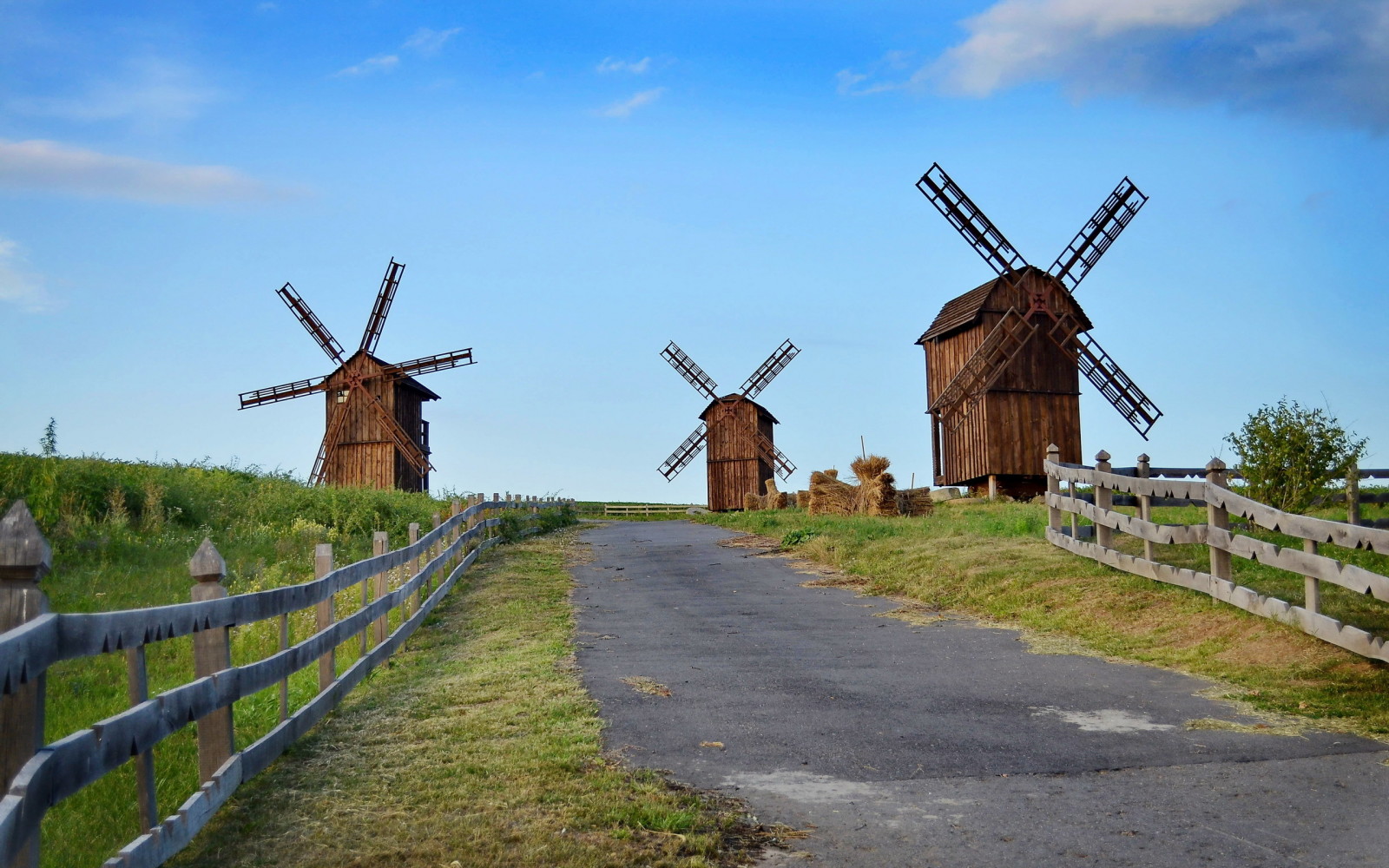 landschap, weg, molen