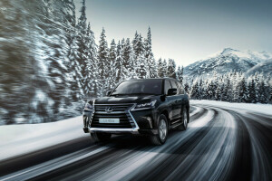 Lexus, LX 570, route, la vitesse, hiver