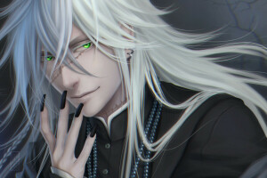 art, Black Butler, earring, guy, look, scars, smile, undertaker