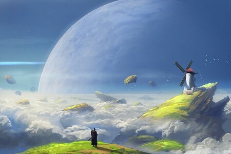 3 more spitpaints, art, Asteroid belt, by Denis Loebner, clouds, Denis Loebner, Fiction, figure