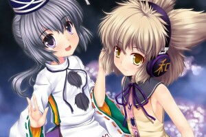 art, arcs, les filles, chapeau, Écouteurs, Langlong, mononobe no futo, Touhou