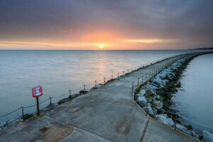 Landschaft, Meer, Sonnenuntergang