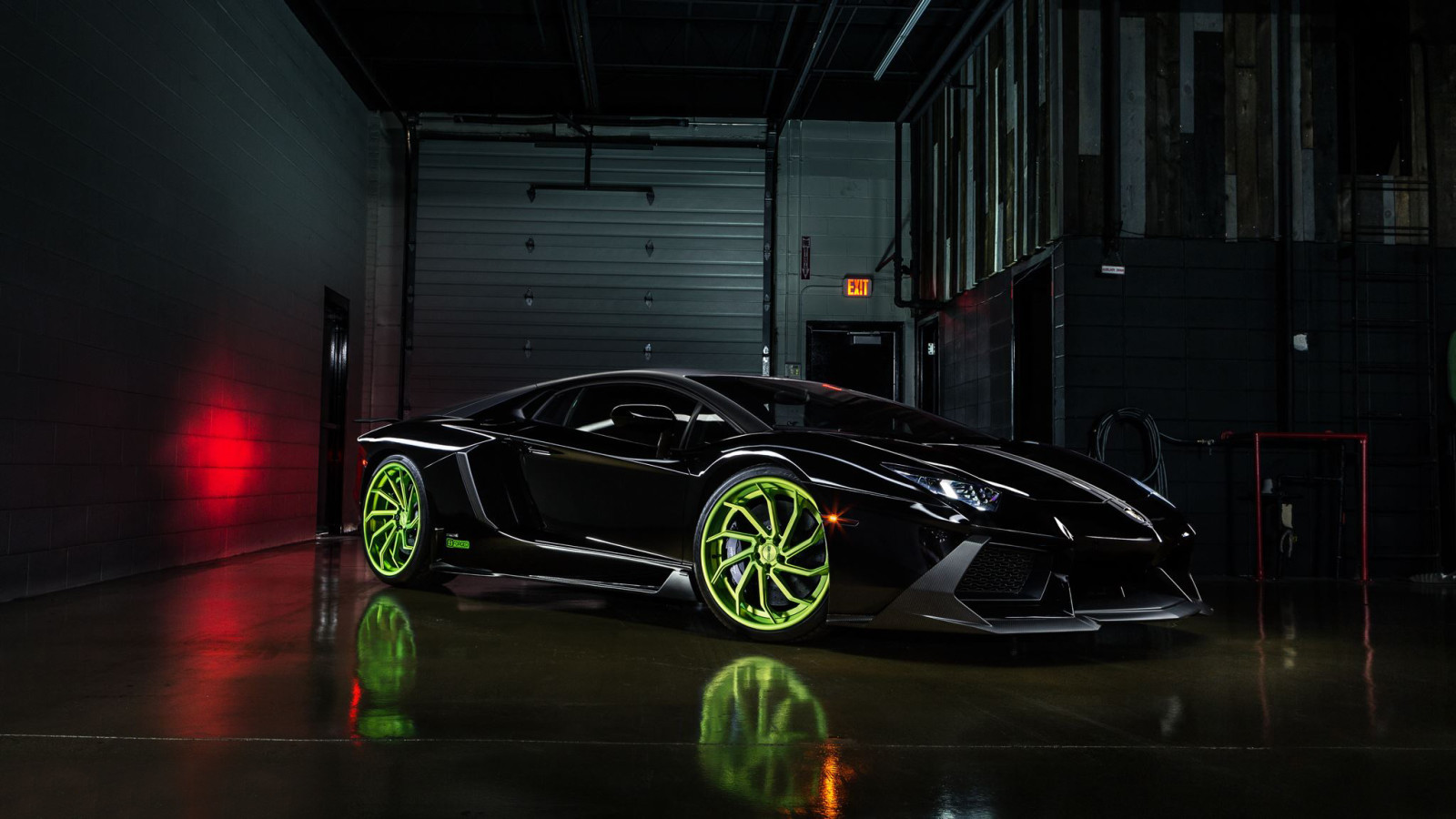 noir, Lamborghini, Aventador, Couleur, De face, roues, LP700-4, B-Forged