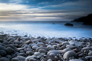 foschia, paesaggio, natura, mare, pietre