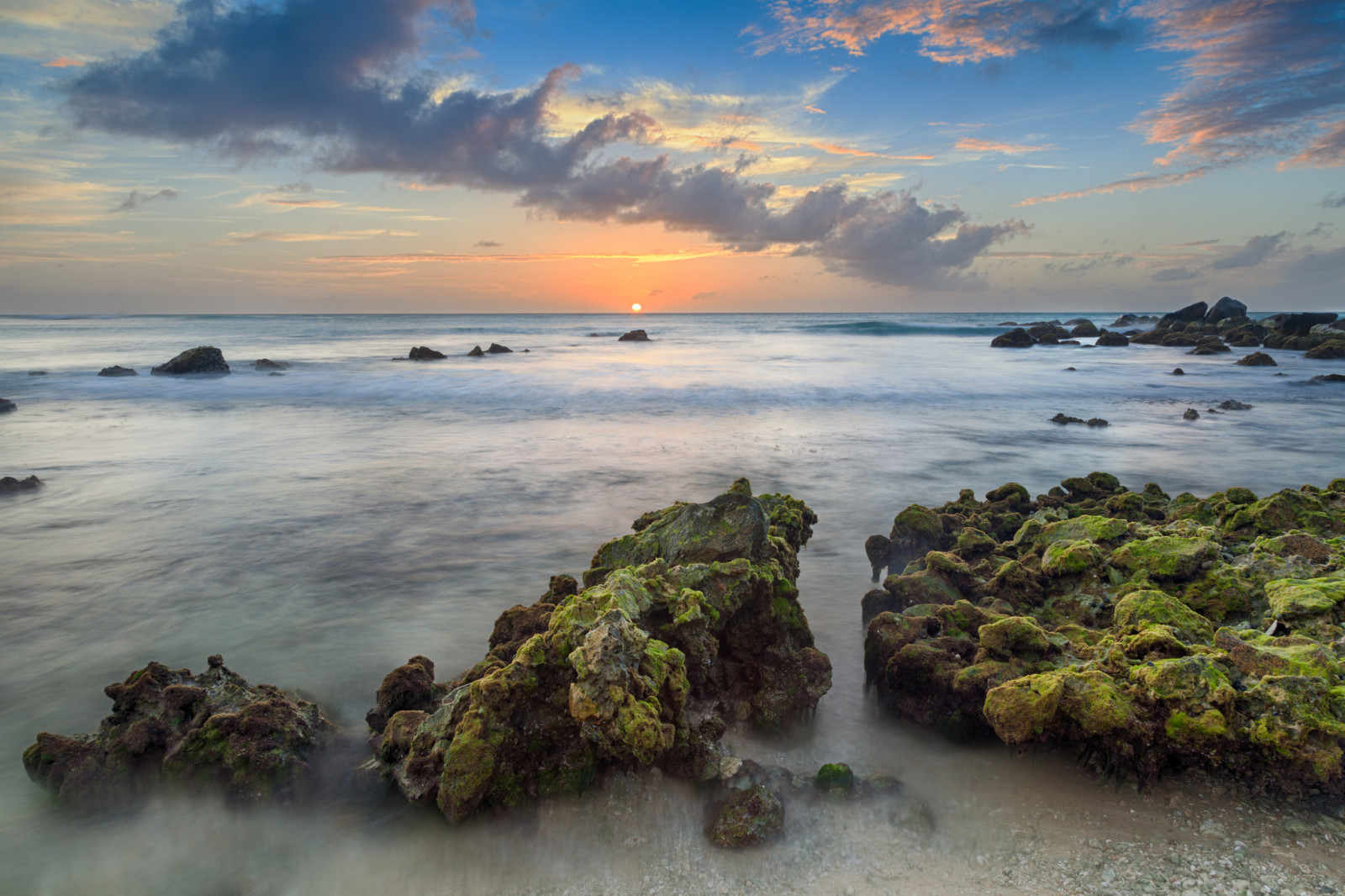 Landschaft, Strand, Morgen, Wolken, Der Ozean, Resort, Karibik, Aruba