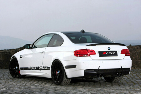 BMW, coupe, GT 500, rear view, street, white