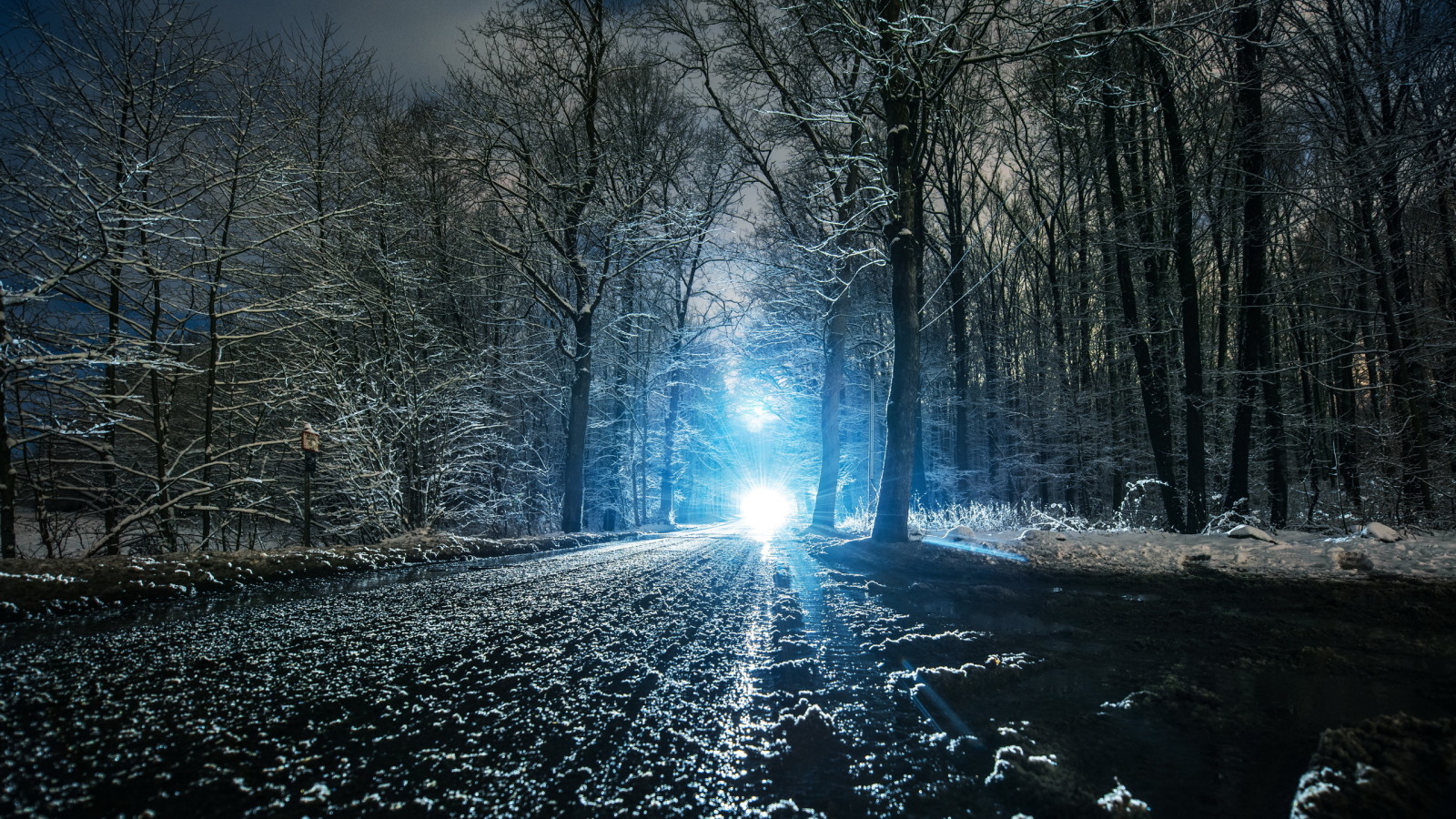 snow, light, nature, winter, landscape, road