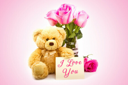 bear, gift, heart, love, romantic, roses, teddy, valentine's day