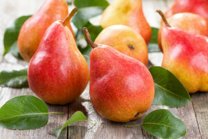 fruit, leaves, pear