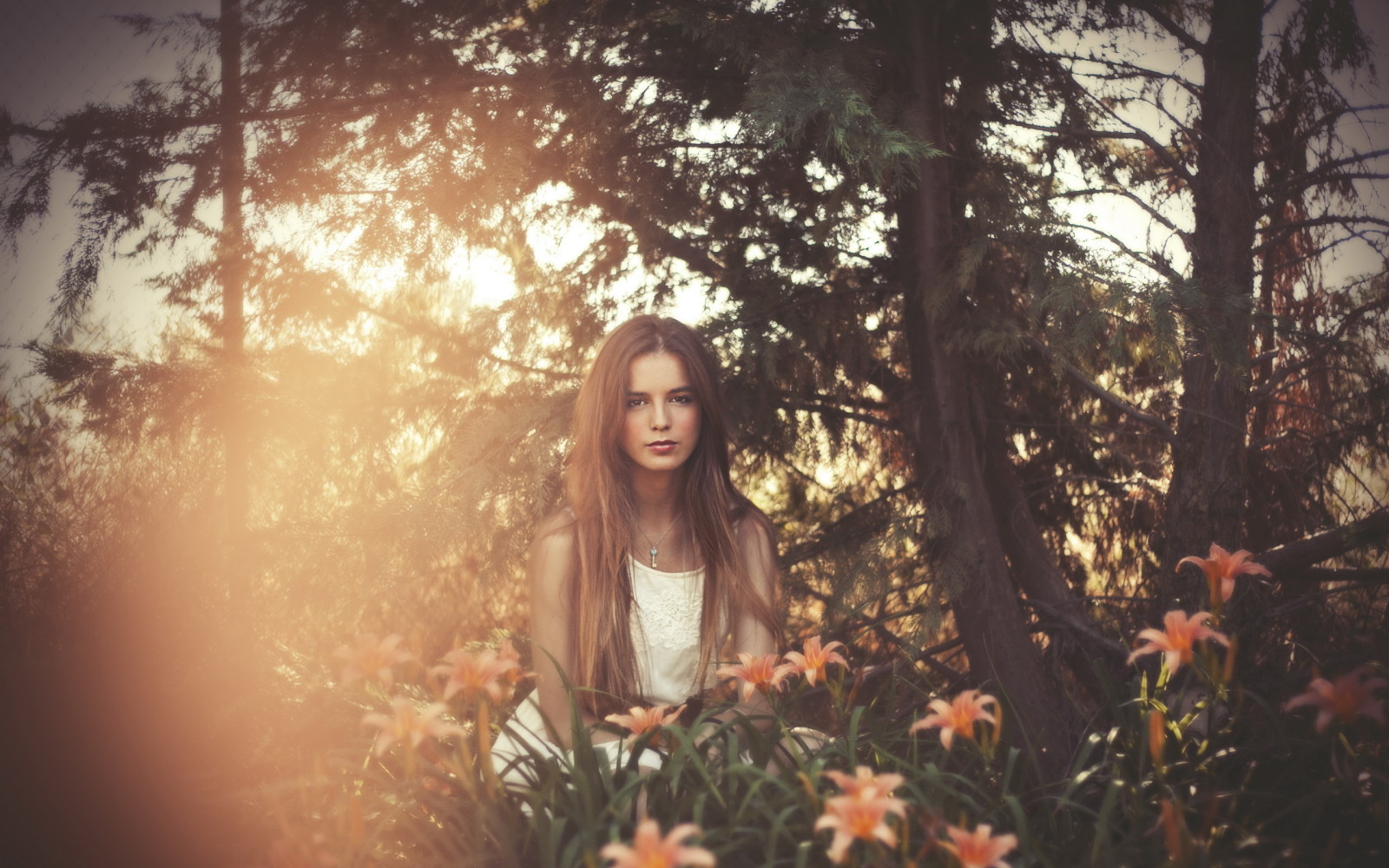 leggero, ragazza, fiori