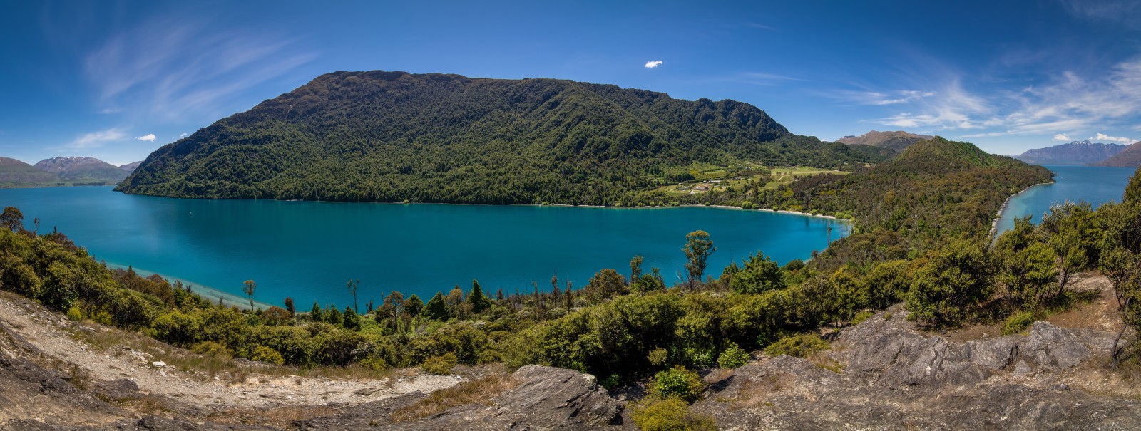 meer, panorama, Nieuw-Zeeland, heuvel, Otago, het schiereiland, Lake Wakatipu, Pasture Hill