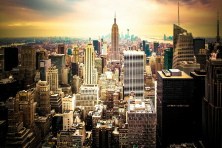 Amerika, New York, New York City, Wolkenkratzer, Sonnenuntergang, die Stadt, USA