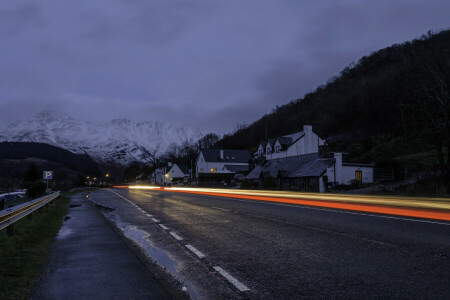 Wolken, Zuhause, Licht, Linie, Berge, Nacht, Regnerisch, Straße