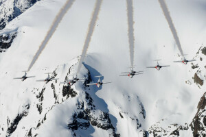 letadlo, Canadair, Učitel CT-114, let, hory, sníh, výcvik