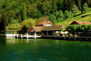 Bürgenstock, Case, lac, Lacul Lucerna, Lucernă, dig, mal, pantă