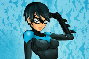 Fan Art, flicka, mask, Nightwing