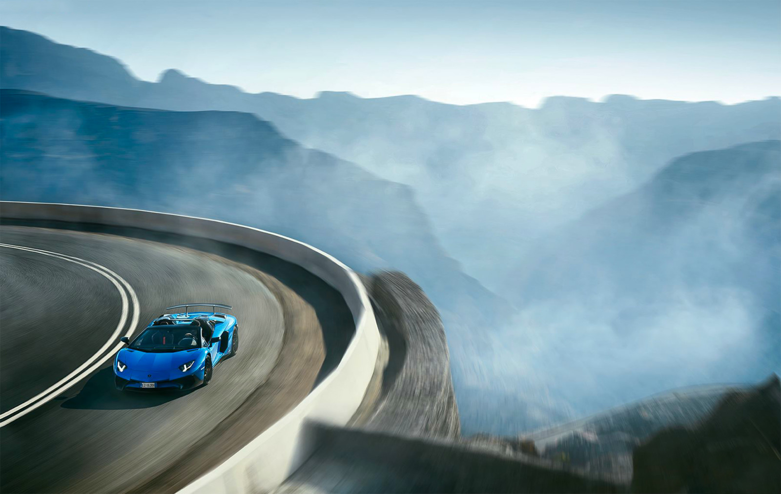 Blau, Lamborghini, Supersportwagen, Aventador, Superveloce, Landschaft, Roadster, LP 750-4