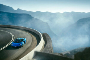 Aventador, Blau, Lamborghini, Landschaft, LP 750-4, Roadster, Supersportwagen, Superveloce