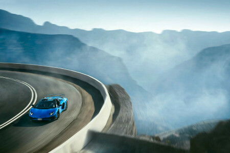 Aventador, blue, Lamborghini, landscape, LP 750-4, Roadster, supercar, Superveloce