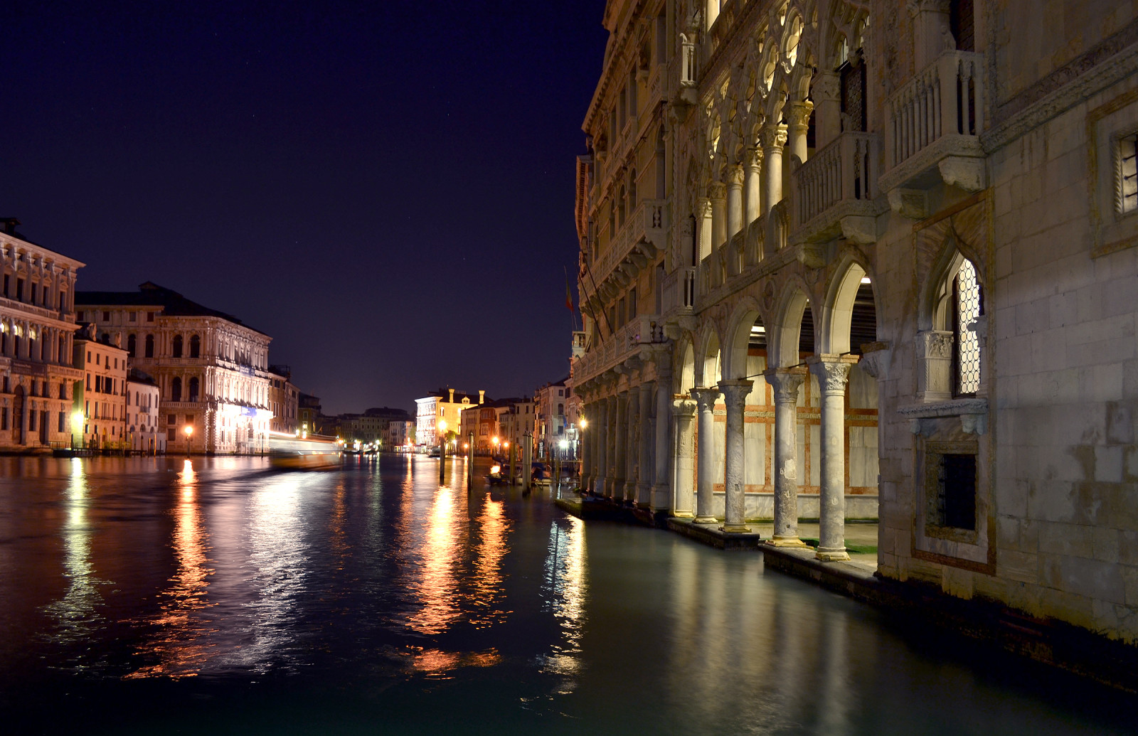 město, noc, Itálie, fotografie, budova, Benátky, Grand Canal