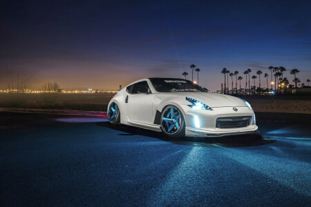 370Z, antes de, Frente, Garaje, noche, Nissan, Postura, blanco