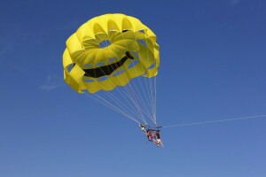 Parachute, blijven, de lucht