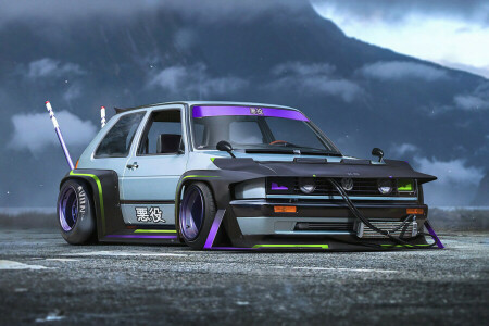 Bosozoku, por Khyzyl Saleem, coche, Concepto, futuro, Golf, Volkswagen