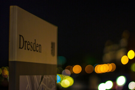 bokeh, Dresden, Tyskland, lampor, natt, staden