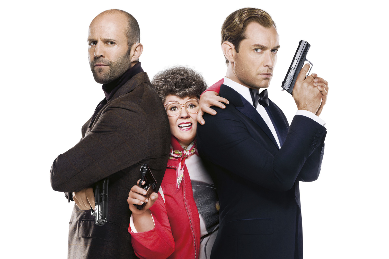 våben, pistol, hvid baggrund, Handling, Komedie, Jason Statham, plakat, agent