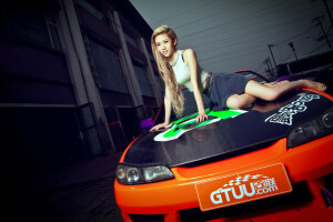 asiatisk, pige, Nissan, S15, Silvia