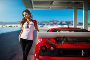 SKØNHED, drøm, F430, ferrari, pige, Janice Kakish, model, væddeløb