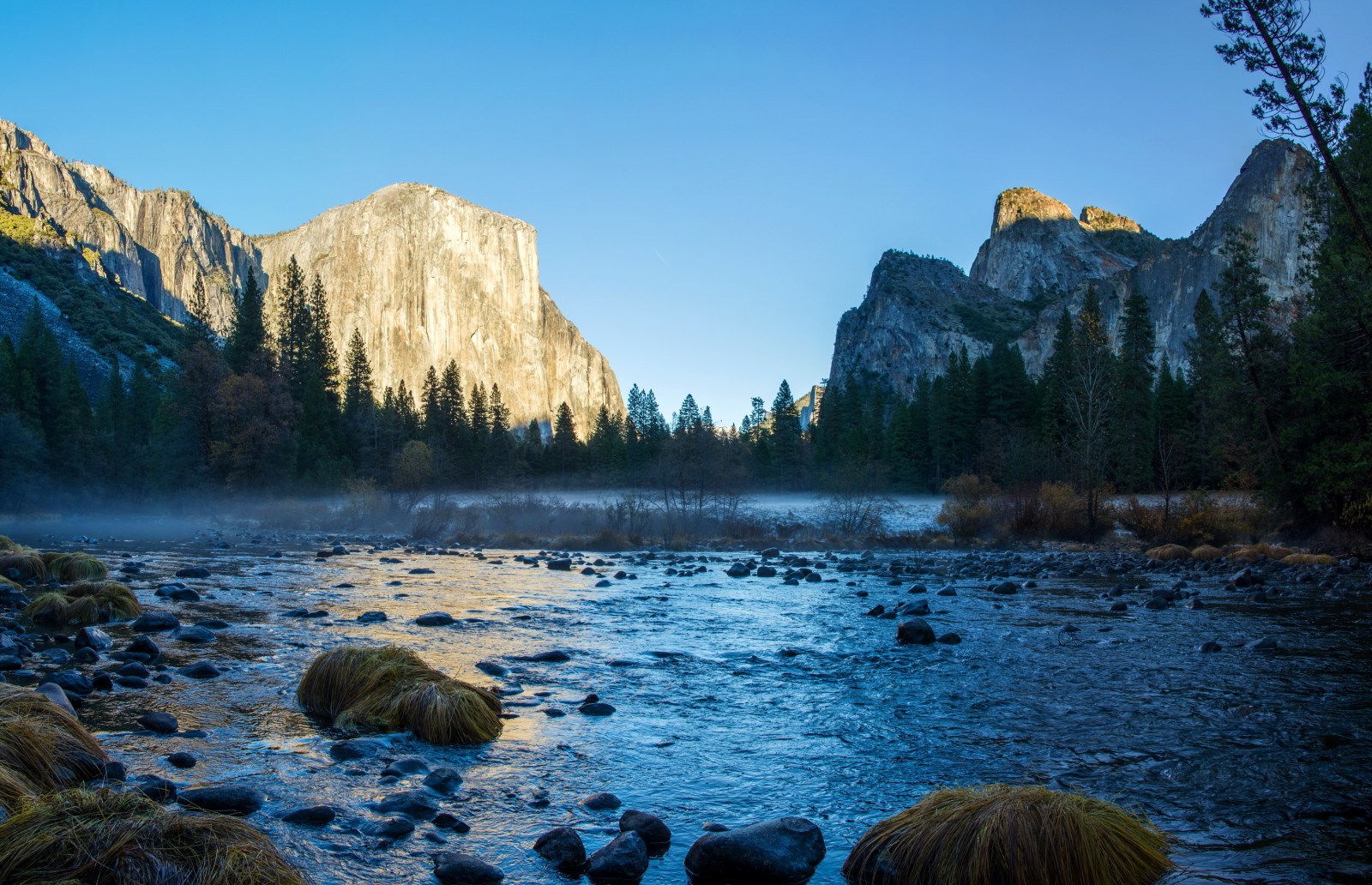 râu, pietre, copaci, Statele Unite ale Americii, roci, CA, Parcul Național Yosemite