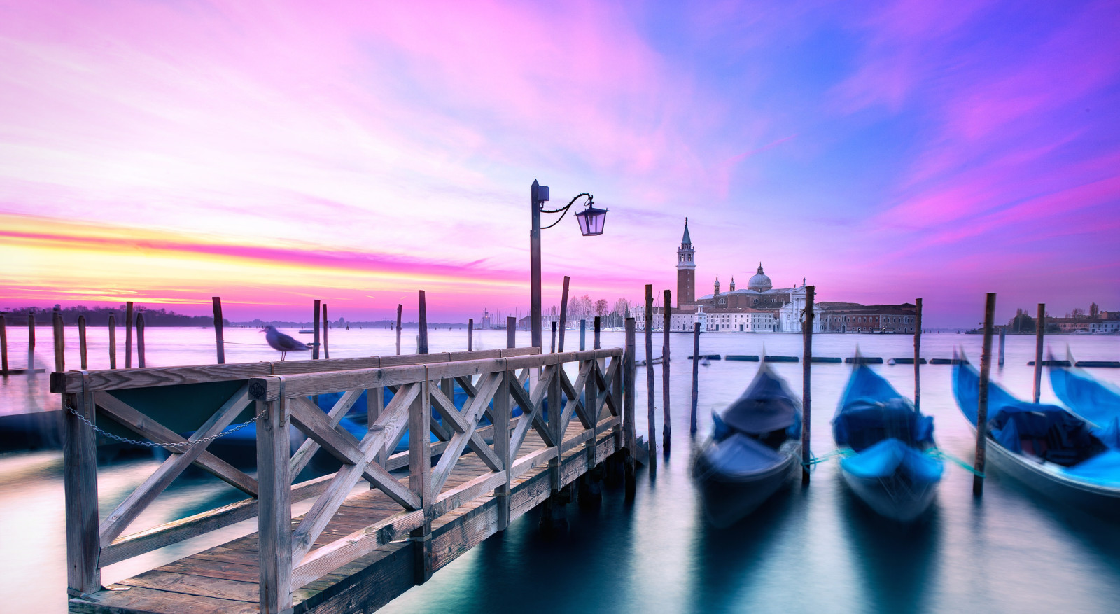 de lucht, zee, eiland, wolken, Italië, Venetië, pier, de brug