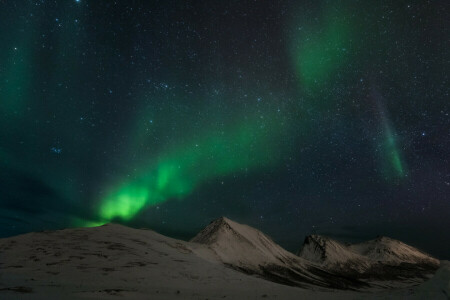 fjellene, Nordlys, Norge, stjerner, himmelen