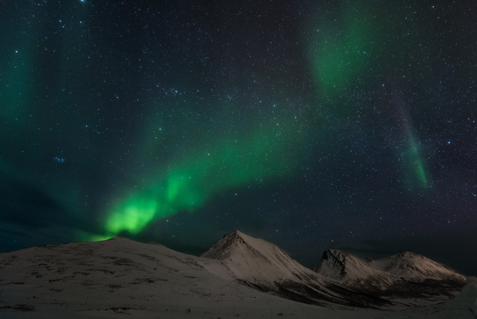 himmelen, fjellene, Norge, stjerner, Nordlys