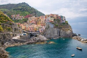 bygning, Cinque Terre, kyst, Italia, landskap, Liguriske hav, Manarola, bergarter